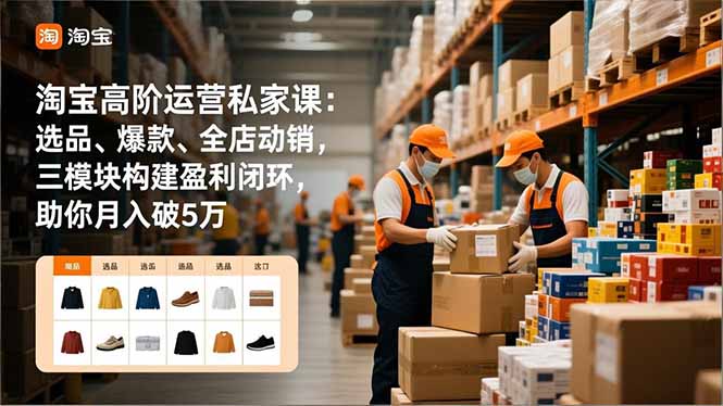 (16865期)淘宝高阶运营私家课:选品、爆款、全店动销,三模块构建盈利闭环,助你月入破5万_天恒副业网