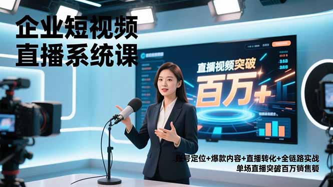 (16878期)企业短视频直播系统课,账号定位+爆款内容+直播转化+全链路实战,单场直播突破百万销售额_天恒副业网