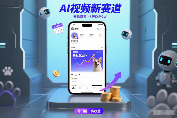AI视频新赛道,宠物播客仅注册5天涨粉2W,收益非常可观_天恒副业网
