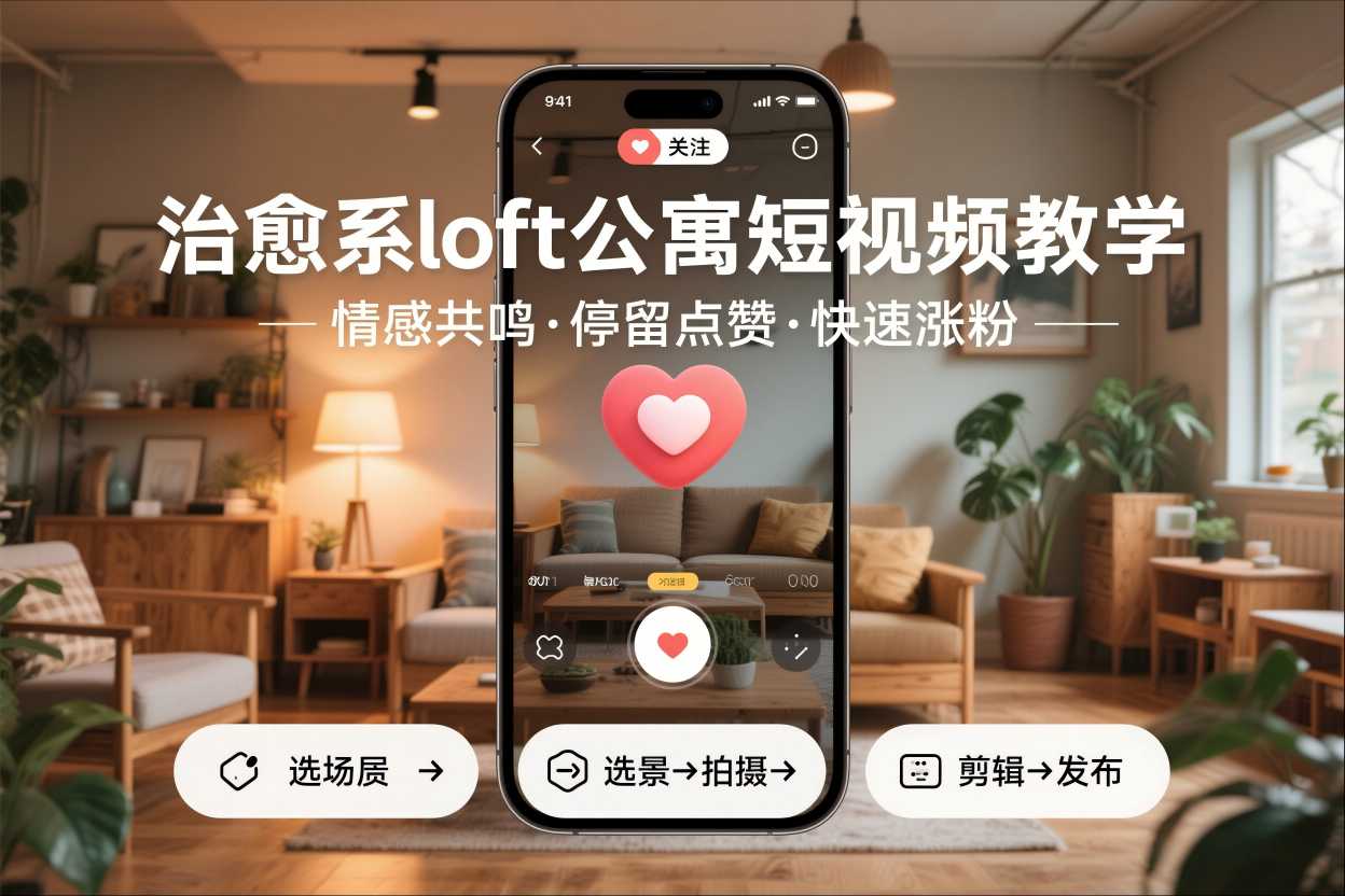 治愈系loft公寓短视频制作教学,情感共鸣引停留点赞关注,快速起号涨粉_天恒副业网