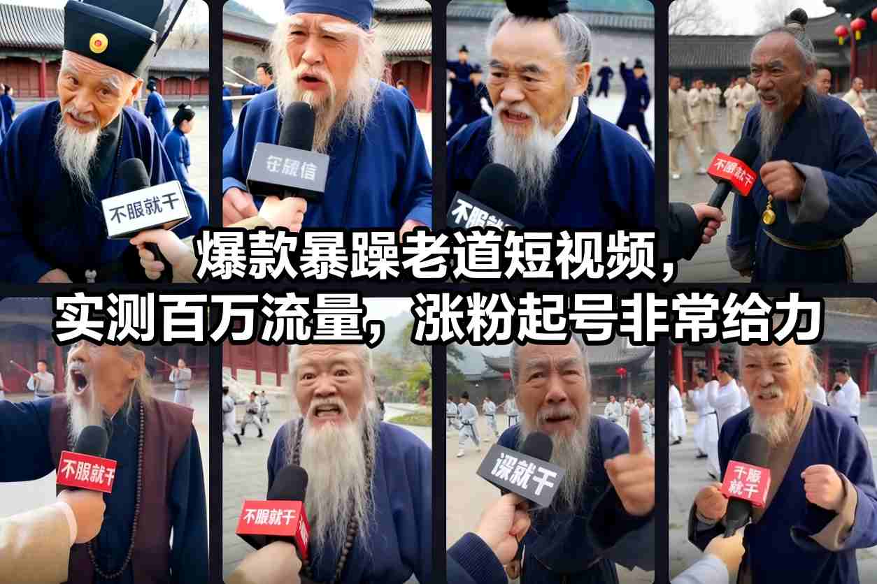 爆款暴躁老道短视频，实测百万流量，涨粉起号非常给力_天恒副业网