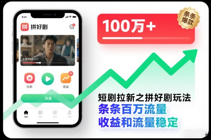 短剧拉新之拼好剧玩法，条条百万流量，收益和流量稳定_天恒副业网