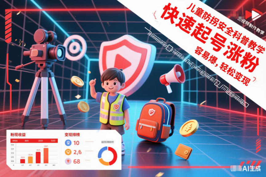 儿童防拐安全科普知识视频制作教学，快速起号涨粉，容易爆，轻松变现_天恒副业网