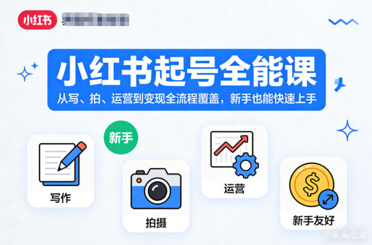小红书起号全能课,从写、拍、运营到变现全流程覆盖,新手也能快速上手_天恒副业网