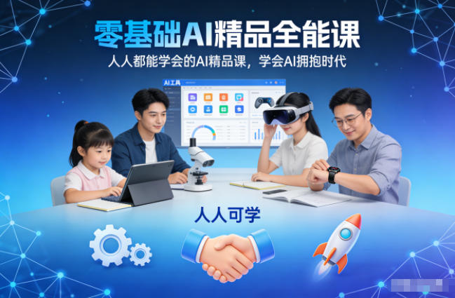 零基础AI精品全能课,人人都能学会的AI精品课,学会AI拥抱时代_天恒副业网