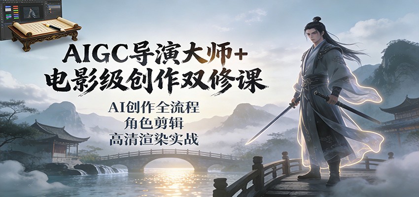 AIGC导演大师+电影级创作双修课:AI创作全流程、角色剪辑、高清渲染实战_天恒副业网