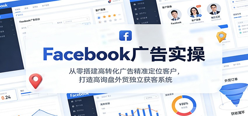 Facebook广告实操,从零搭建高转化广告精准定位客户,打造高询盘外贸独立获客系统_天恒副业网