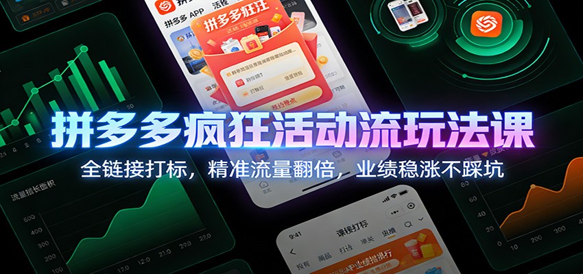 拼多多疯狂活动流玩法课：全链接打标，精准流量翻倍，业绩稳涨不踩坑_天恒副业网