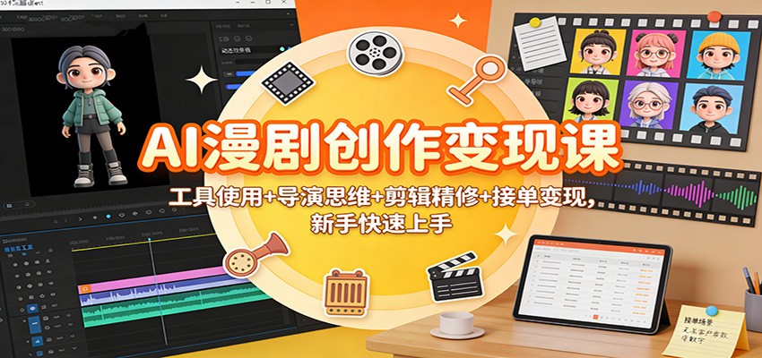 AI漫剧创作变现课:工具使用+导演思维+剪辑精修+接单变现,新手快速上手_天恒副业网