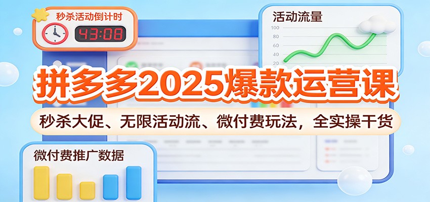 拼多多2025爆款运营课：秒杀大促、无限活动流、微付费玩法，全实操干货_天恒副业网