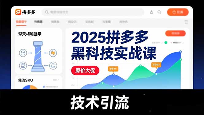 （16977期）2025拼多多黑科技实战课，擎天柱玩法、爆流SKU、原价大促，技术引流，单店日销轻松破千单_天恒副业网