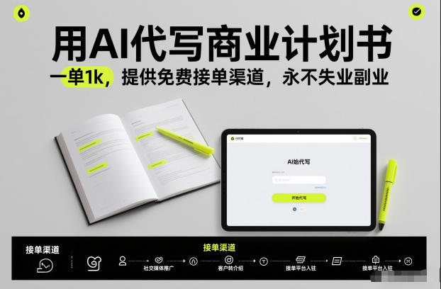 用AI代写商业计划书，一单1k，提供免费接单渠道，永不失业副业_天恒副业网