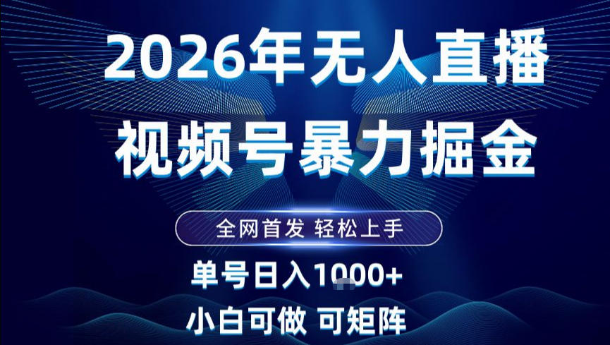 2026最新视频号无人直播掘金,全网首发,小白可以玩,长期稳定日入1k+_天恒副业网