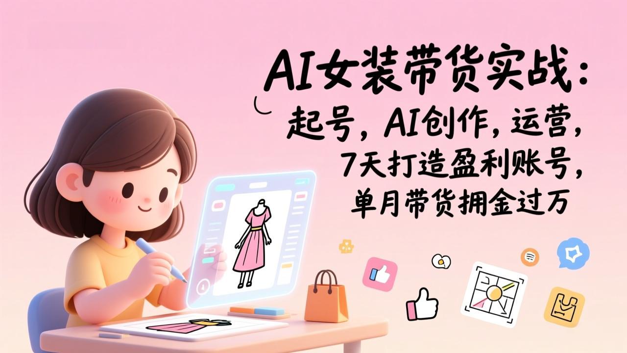 AI女装带货实战:起号,AI创作,运营,7天打造盈利账号,单月带货佣金过万_天恒副业网