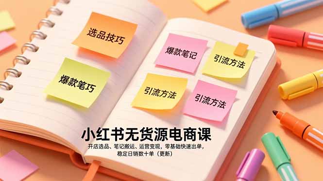 （17018期）小红书无货源电商课，开店选品、笔记搬运、运营变现，零基础快速出单，稳定日销数十单（更新）_天恒副业网