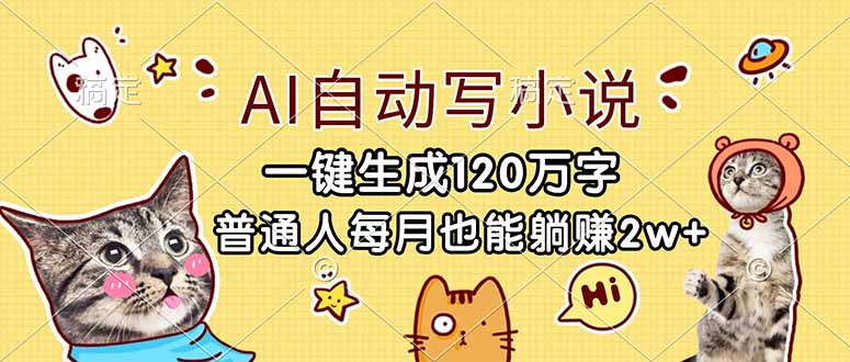 (17025期)AI自动写小说,一键生成120万字,普通人每月也能躺赚2w+_天恒副业网