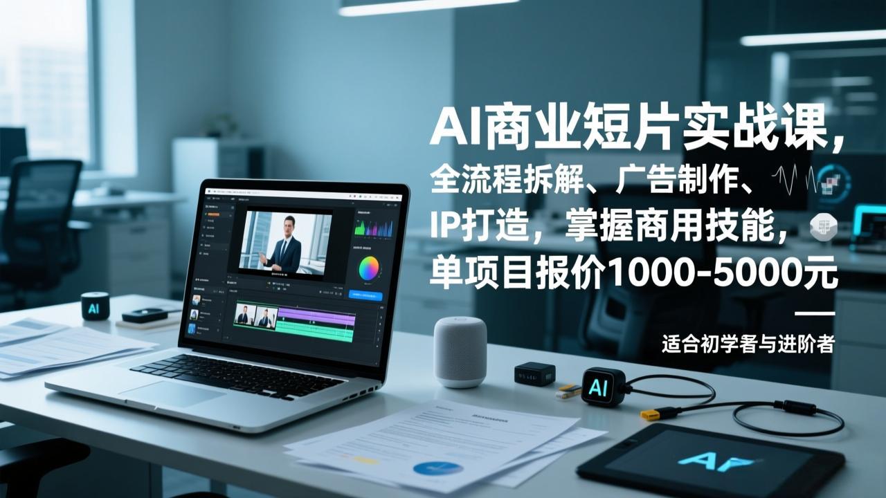 (17050期)AI商业短片实战课,全流程拆解、广告制作、IP打造,掌握商用技能,单项目报价1000-5000元_天恒副业网