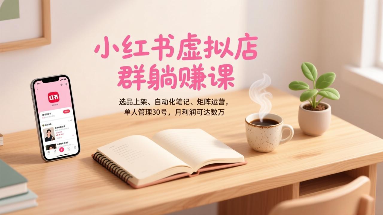 (17072期)小红书虚拟店群躺赚课,选品上架、自动化笔记、矩阵运营,单人管理30号,月利润可达数万_天恒副业网