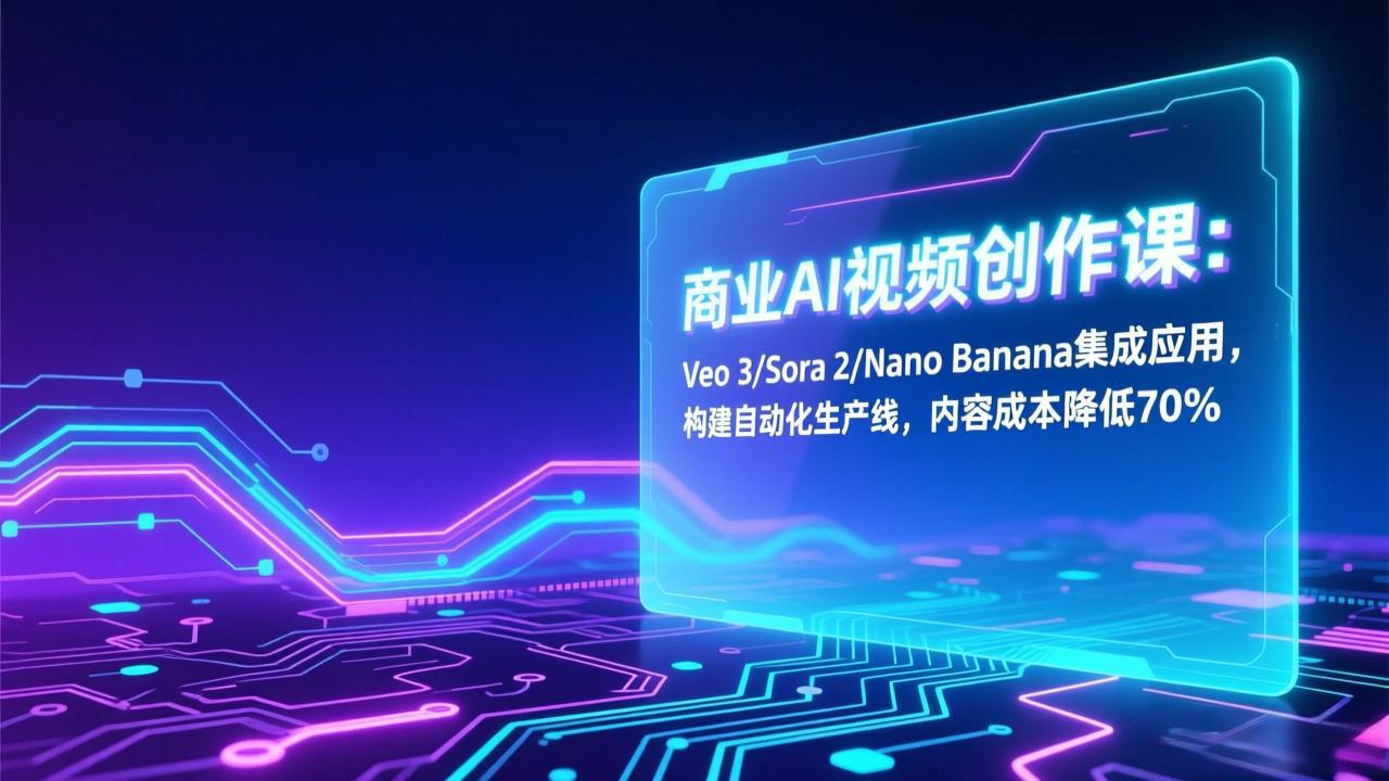 (17070期)商业AI视频创作课:Veo3/Sora2/NanoBanana集成应用,构建自动化生产线,内容成本降低70%_天恒副业网