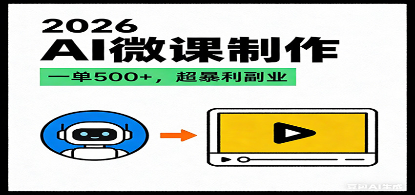 2026AI风口最稳副业：微课代写制作，一单500+，人人可做的蓝海项目_天恒副业网