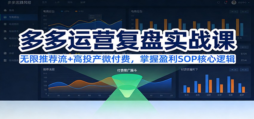 多多运营复盘实战课：无限推荐流+高投产微付费，掌握盈利SOP核心逻辑（更新）_天恒副业网
