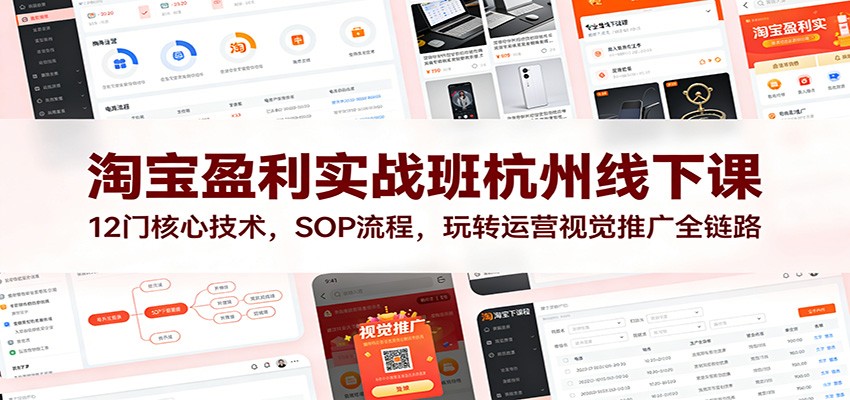 淘宝盈利实战班杭州线下课：12门核心技术，SOP流程，玩转运营视觉推广全链路_天恒副业网