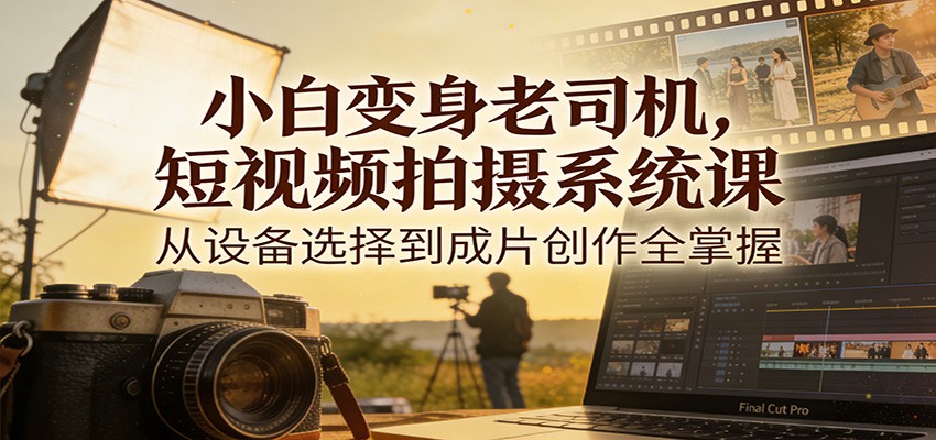 小白变身老司机，短视频拍摄系统课，从设备选择到成片创作全掌握_天恒副业网