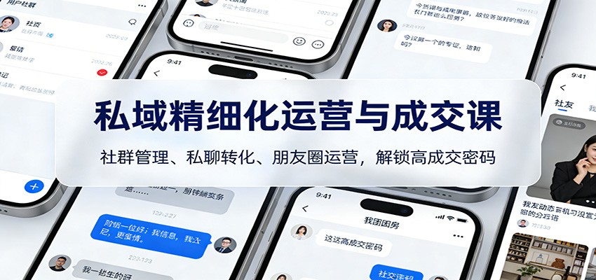 私域精细化运营与成交课：社群管理、私聊转化、朋友圈运营，解锁高成交密码_天恒副业网