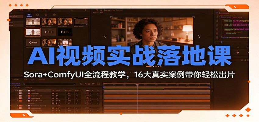 AI视频实战落地课：Sora+ComfyUI全流程教学，16大真实案例带你轻松出片_天恒副业网
