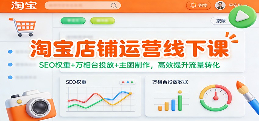 淘宝店铺运营线下课:SEO权重+万相台投放+主图制作,高效提升流量转化_天恒副业网