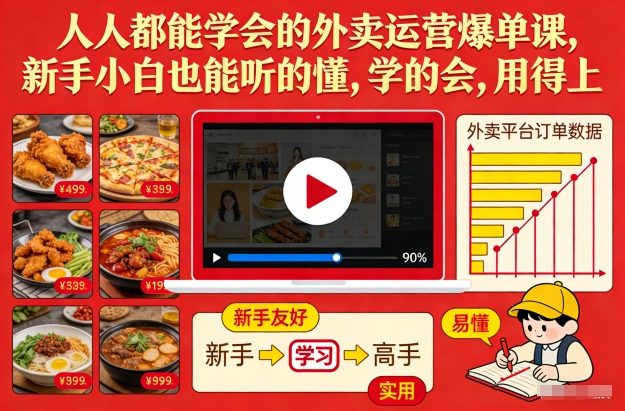 人人都能学会的外卖运营爆单课，新手小白也能听的懂，学的会，用得上_天恒副业网