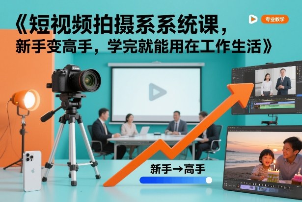 短视频拍摄系统课,新手变高手,学完就能用在工作生活_天恒副业网