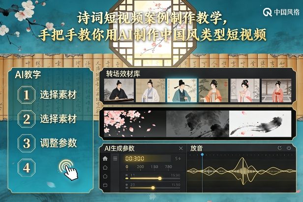 古诗词短视频案例制作教学,手把手教你用AI制作中国风类型短视频_天恒副业网