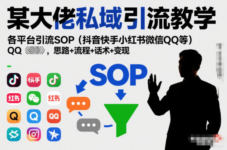 某大佬私域引流教学,各平台引流SOP(抖音快手小红书微信QQ等),思路+流程+话术+变现_天恒副业网