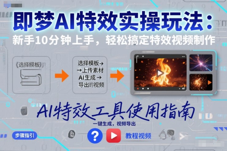 即梦AI特效实操玩法:新手10分钟上手,轻松搞定特效视频制作_天恒副业网