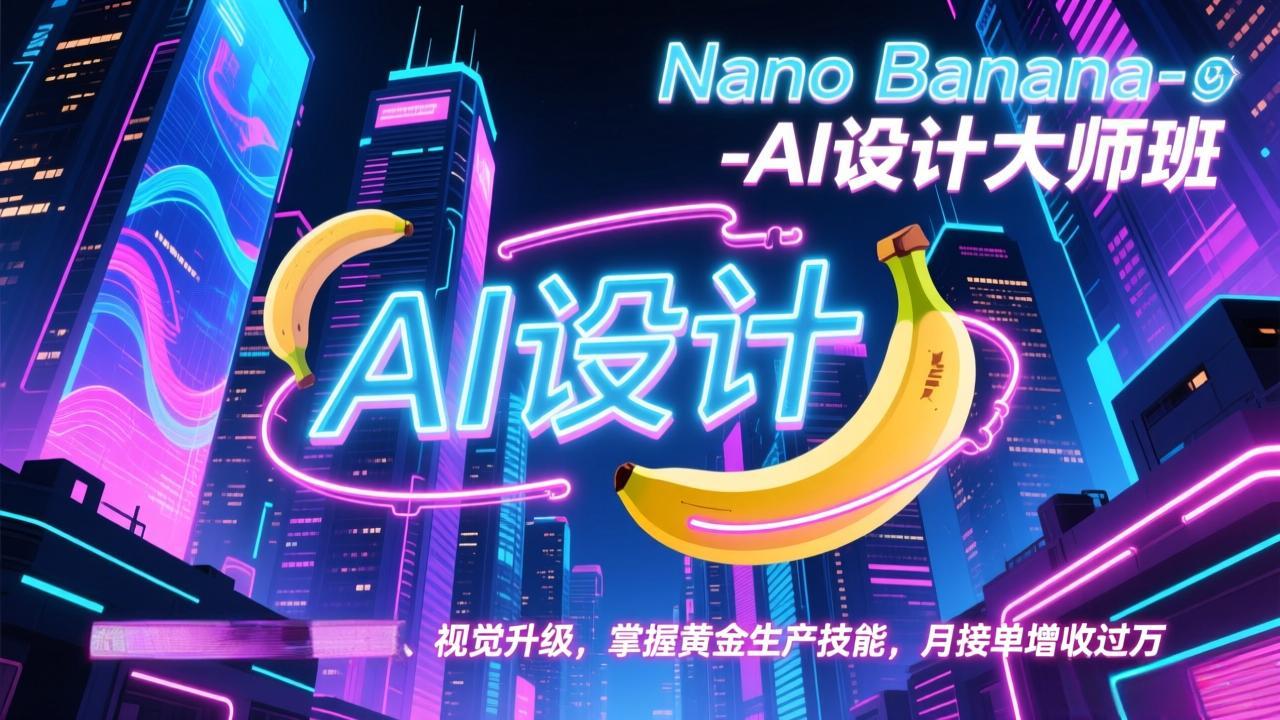Nano Banana-AI设计大师班,修图合成、广告创作、视觉升级,掌握黄金生产技能,月接单增收过万_天恒副业网