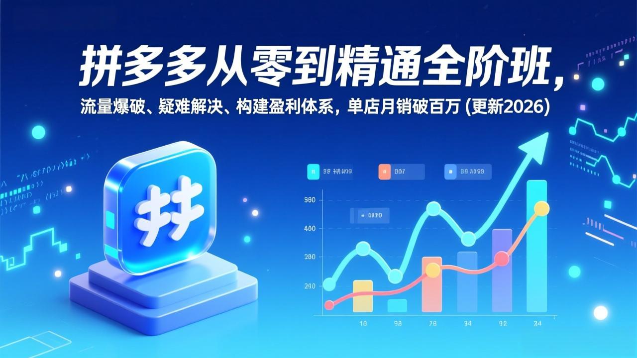 拼多多从零到精通全阶班,流量爆破、疑难解决,构建盈利体系,单店月销破百万(更新2026)_天恒副业网