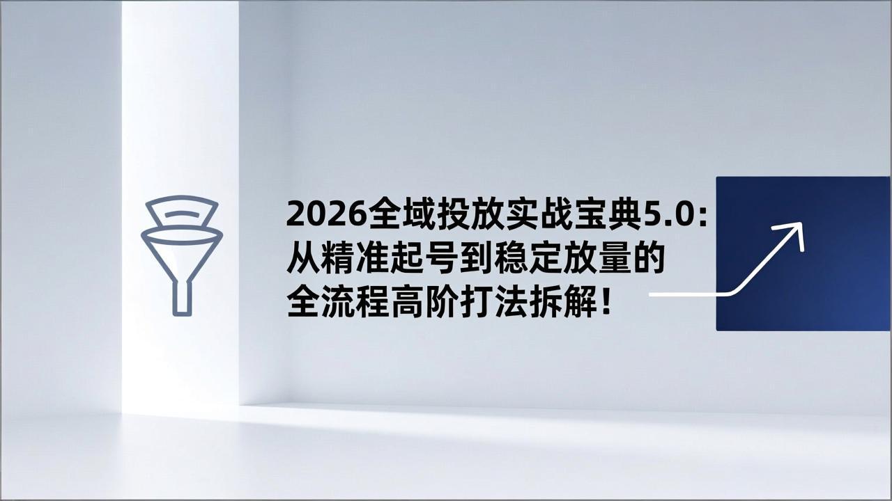 2026全域投放实战宝典5.0:从精准起号到稳定放量的全流程高阶打法拆解!_天恒副业网