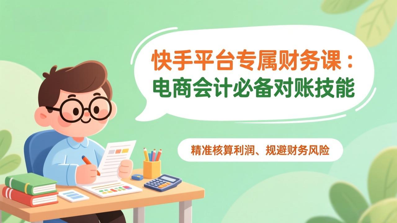 快手平台专属财务课:电商会计必备对账技能,精准核算利润、规避财务风险_天恒副业网