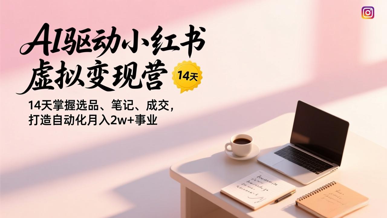 AI驱动小红书虚拟变现营,14天掌握选品、笔记、成交,打造自动化月入2w+事业_天恒副业网