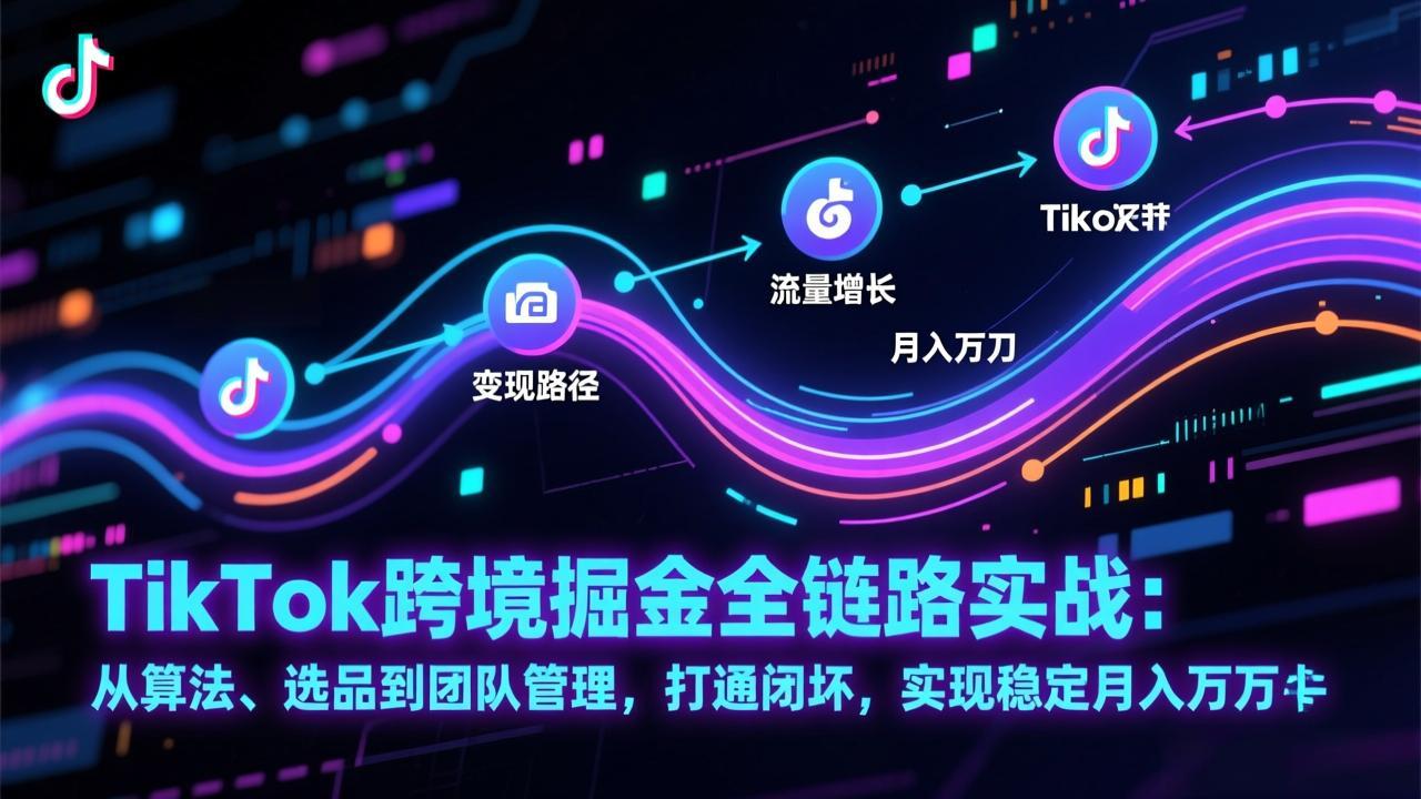 TikTok跨境掘金全链路实战:从算法、选品到团队管理,打通闭环,实现稳定月入万刀_天恒副业网