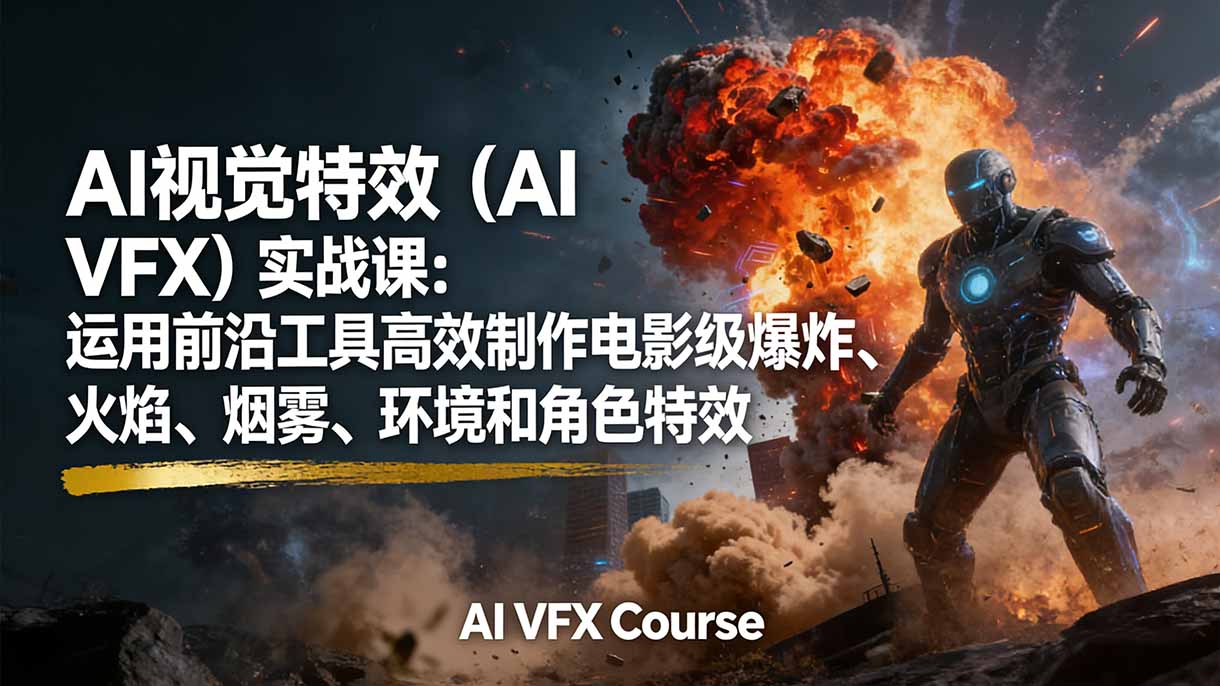 AI视觉特效(AI VFX)实战课:运用前沿工具高效制作电影级爆炸、火焰、烟雾、环境和角色特效_天恒副业网