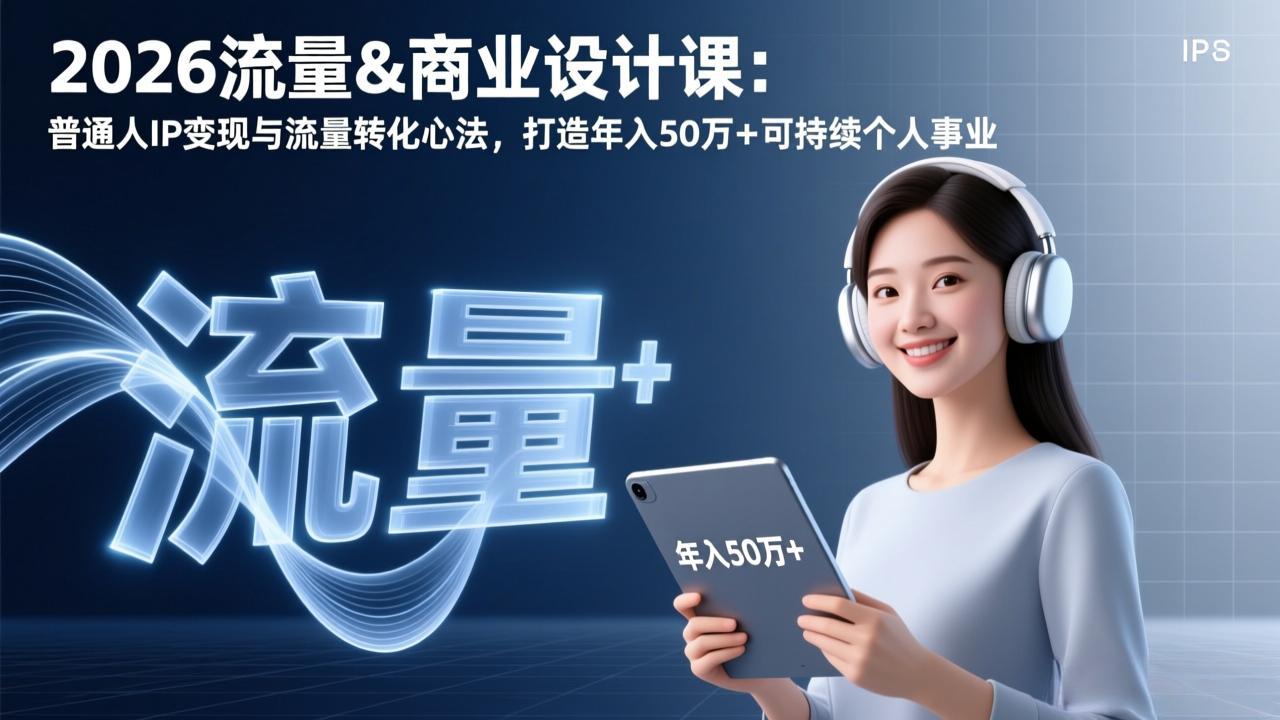 2026流量&商业设计课:普通人IP变现与流量转化心法,打造年入50万+可持续个人事业_天恒副业网