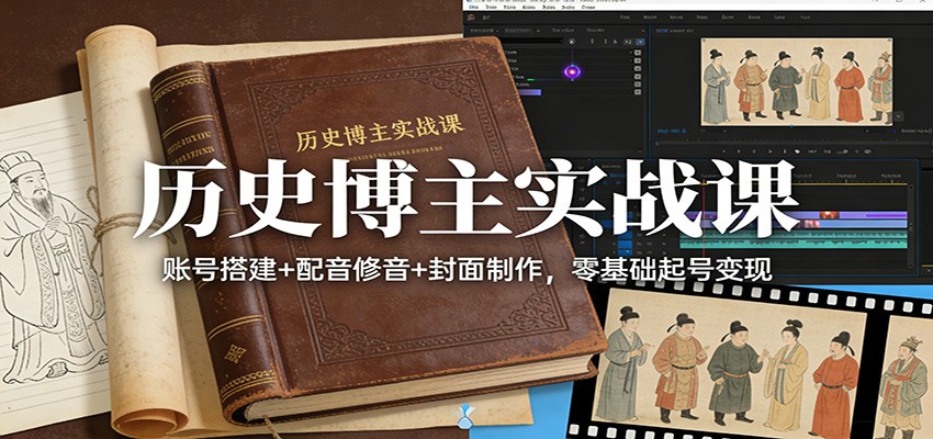 历史博主实战课:账号搭建+配音修音+封面制作,零基础起号变现_天恒副业网