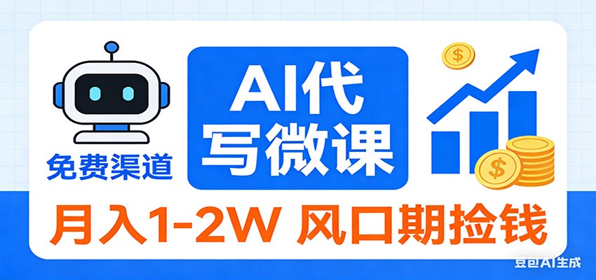 2026告别打工!AI代写微课,提供免费渠道,月入1-2W风口期捡钱_天恒副业网