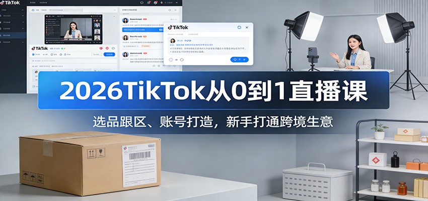 2026TikTok从0到1直播课:选品跟区、账号打造,新手打通跨境生意_天恒副业网