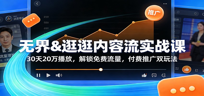 无界&逛逛内容流实战课：30天20万播放，解锁免费流量，付费推广双玩法_天恒副业网