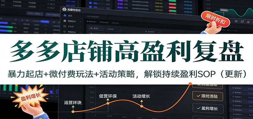 多多店铺高盈利复盘：暴力起店+微付费玩法+活动策略，解锁持续盈利SOP（更新）_天恒副业网