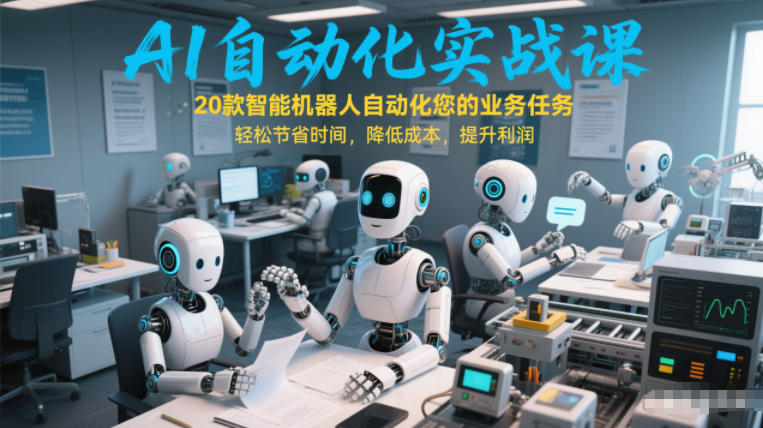 AI自动化实战课:20款智能机器人自动化您的业务任务,轻松节省时间,降低成本,提升利润_天恒副业网