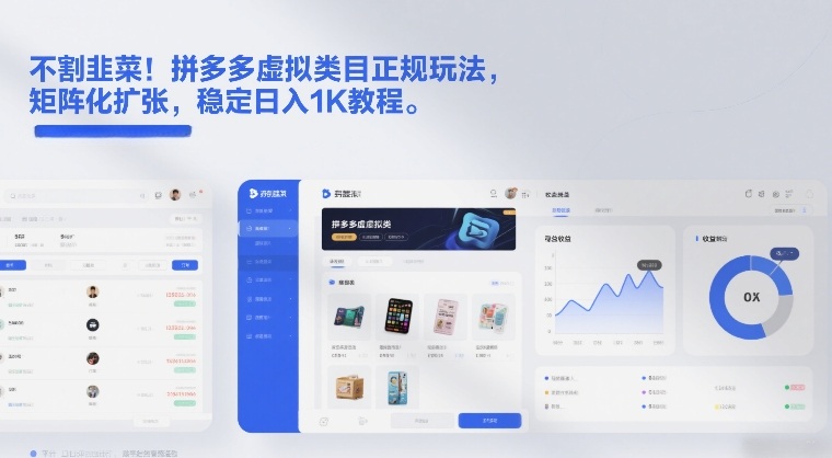 不割韭菜！拼多多虚拟类目正规玩法，矩阵化扩张，稳定日入1K教程_天恒副业网